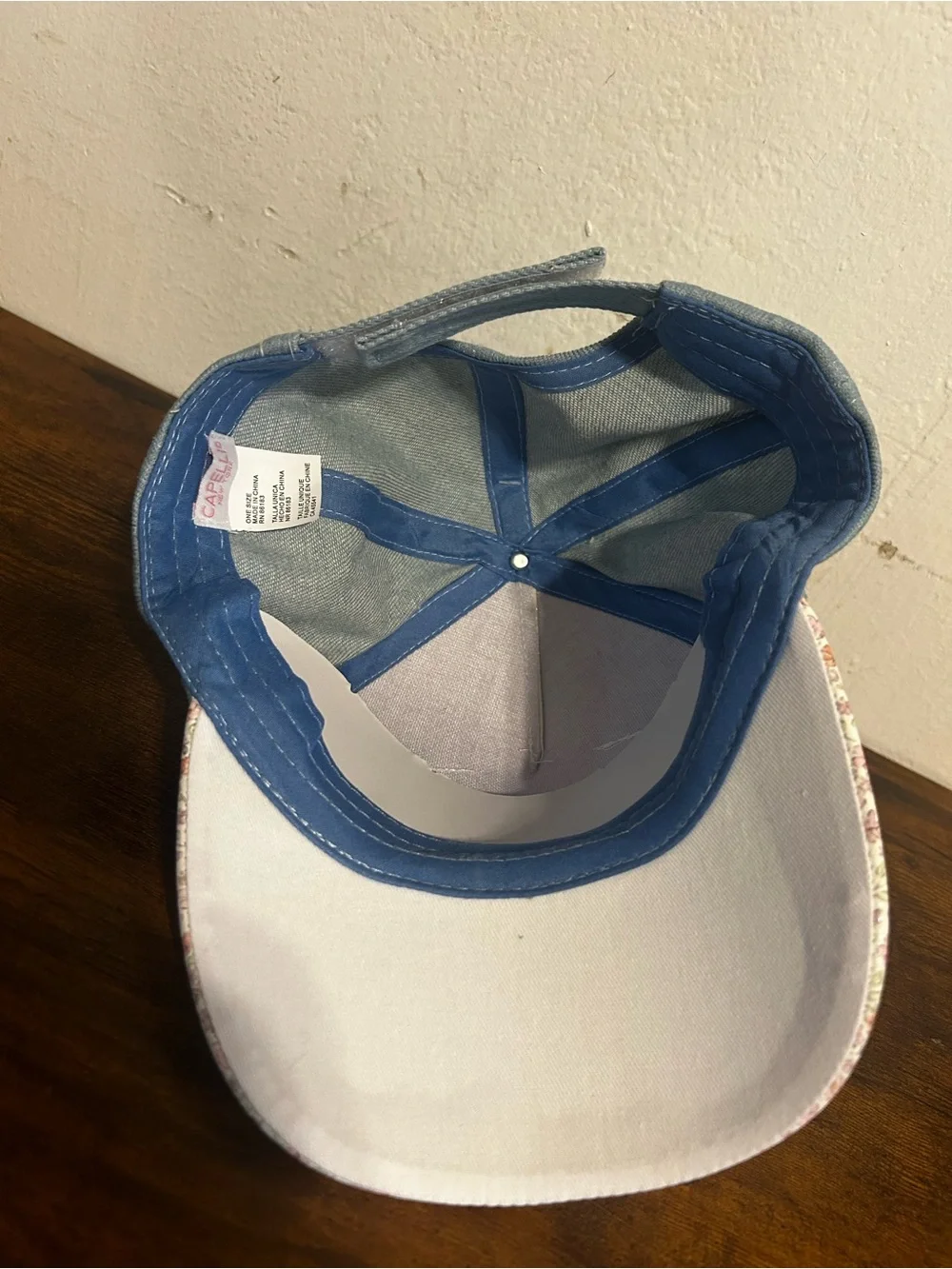 Capelli New York Toddler Girls Cat Face Glitter Floral Denim Baseball Hat 2T-4T